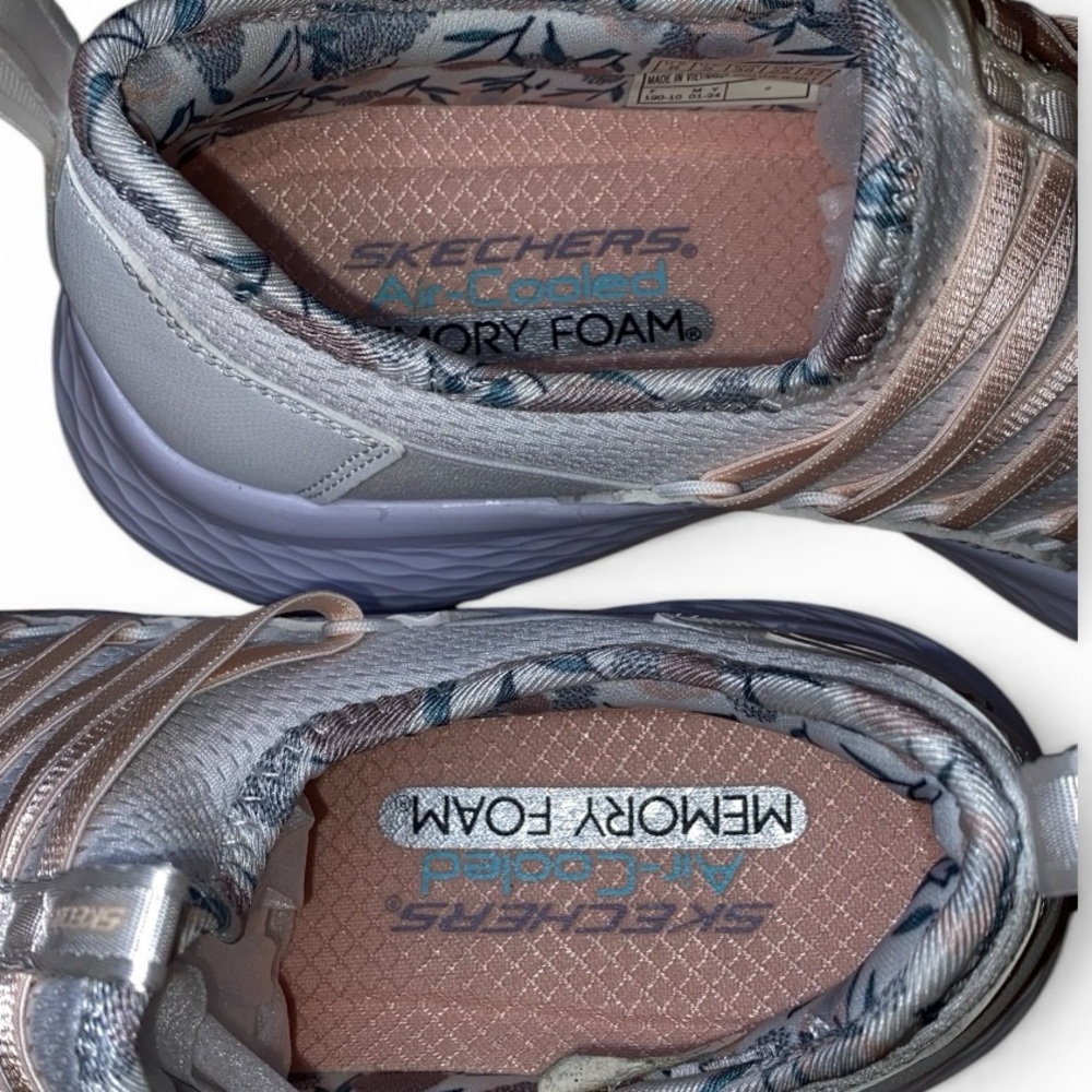 SKECHERS Skechers-Lite Pro-Flourishing Steps Ath. Trainers WHT/PNK Floral SZ 8 - Picture 6 of 8